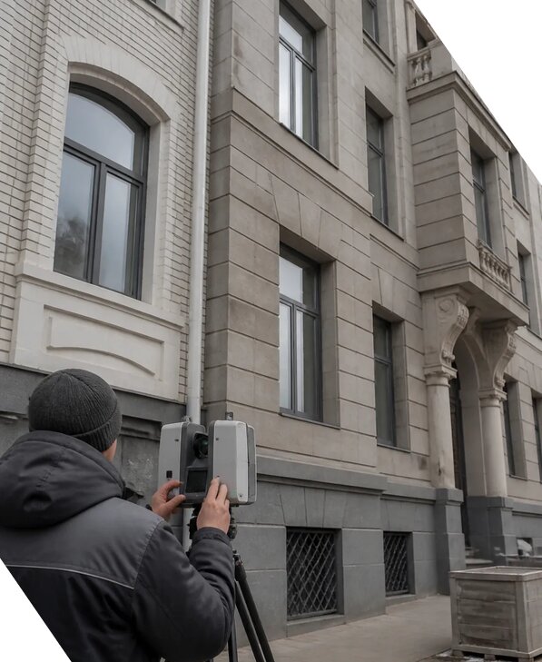Лазерное сканирование фасадов зданий для обследования в Новодвинске